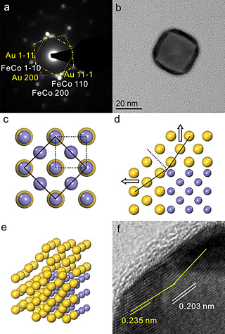 Structure of FeCo-Au nanocrystals