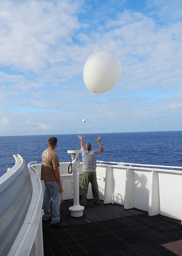 AMF2 technicians release a weather balloon