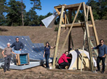 Brookhaven scientists with prototype radio telescope