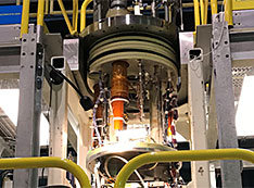 The magnet gets ready for a test at Brookhaven National Laboratory