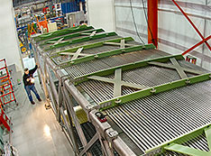 Photo of time projection chamber during assembly at Fermilab