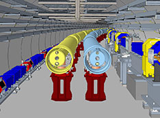 Cross-section of tunnel shows accelerator equipment