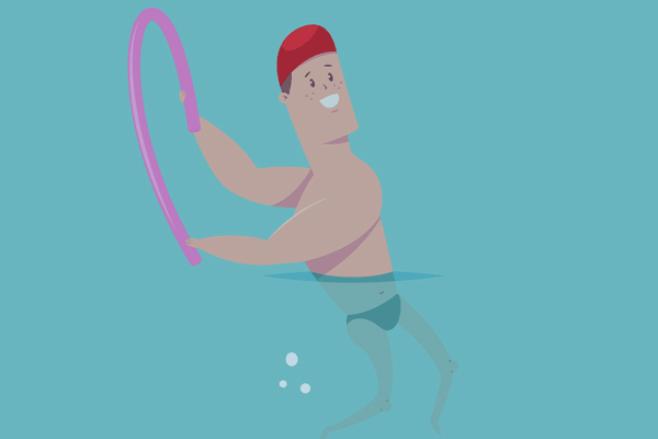 illustration of man doing aquafit