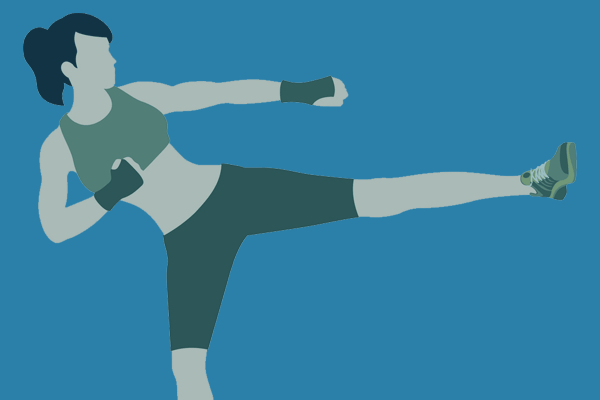 illustration of woman kickboxing