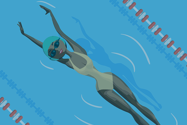 illustration of a swimming woman