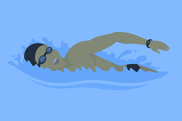 illustration of man doing aquafit