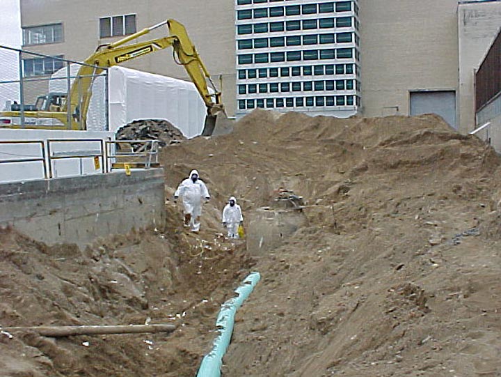 Excavation of the canal discharge line