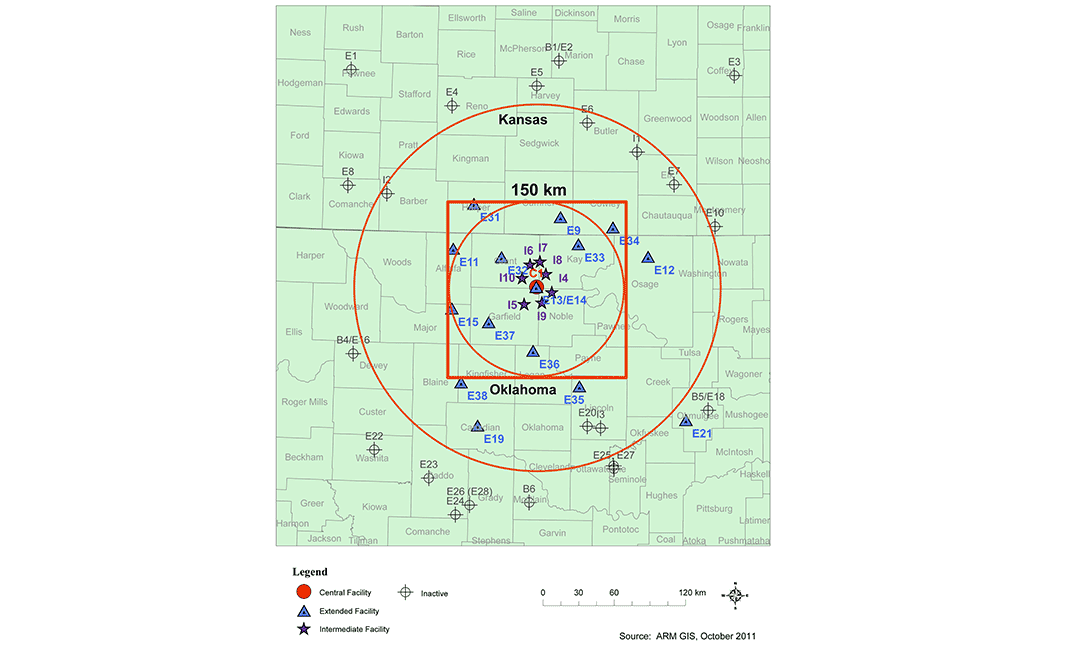 map of the ARM souther great plains site