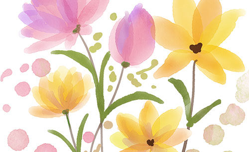 pink and yello watercolor flowers