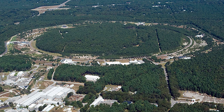 aerial photo of the RHIC complex