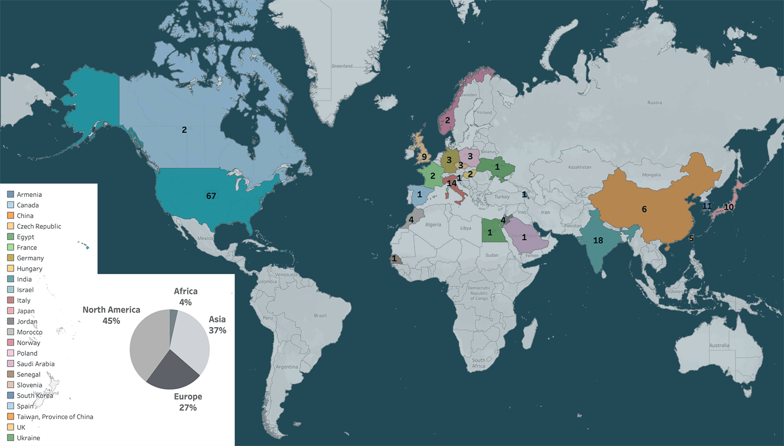 world map of contributors