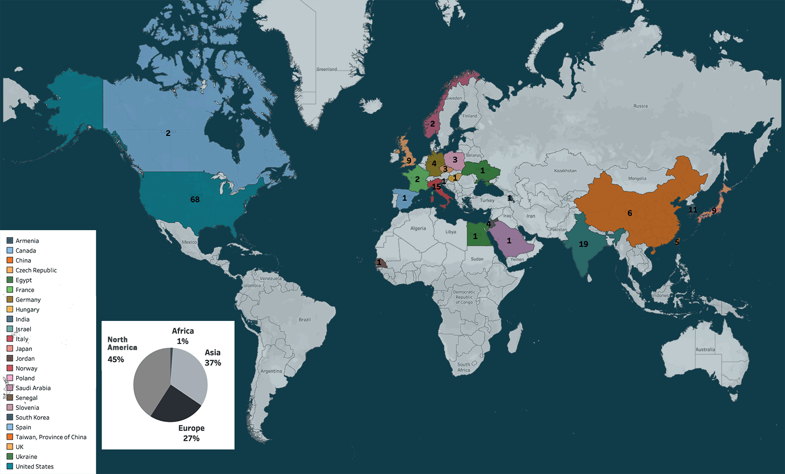 world map of contributors