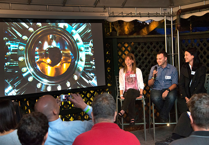 Photo of Lisa Miller, Stuart Wilkins, physicist, and Karen Chen-Wiegart