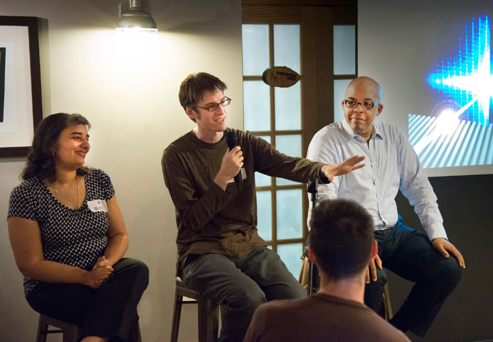 Photo of panelists James Dickerson, Kevin Yager, and Surita Bhatia