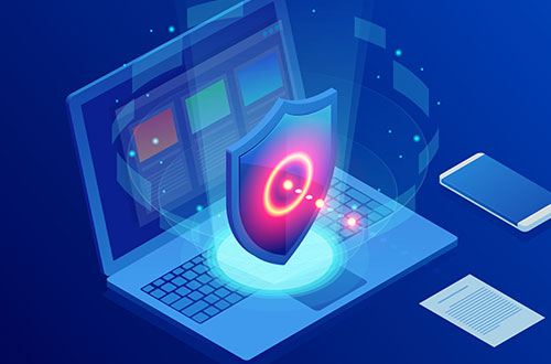 illustration of computers and security threats