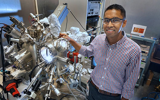 photo of scientist with equipment