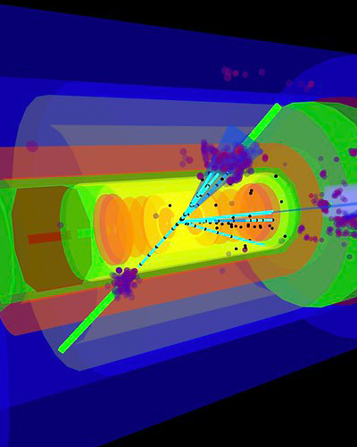 computer rendering of particle collisions