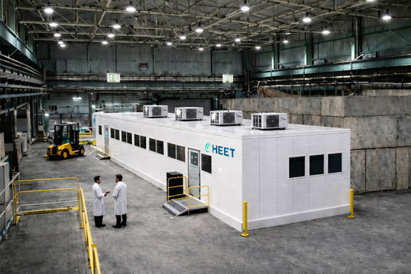 rendering of an equipment trailer within a larger enclosure