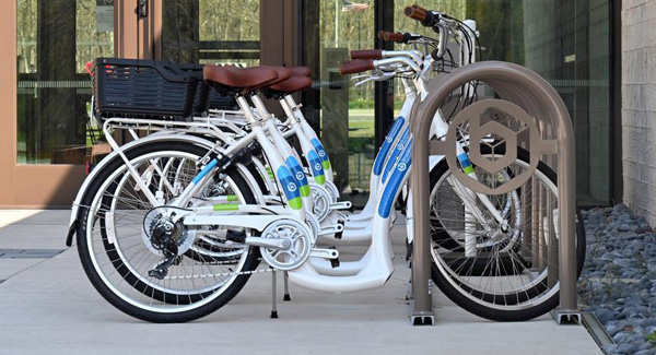 photo of bicycles in a rack
