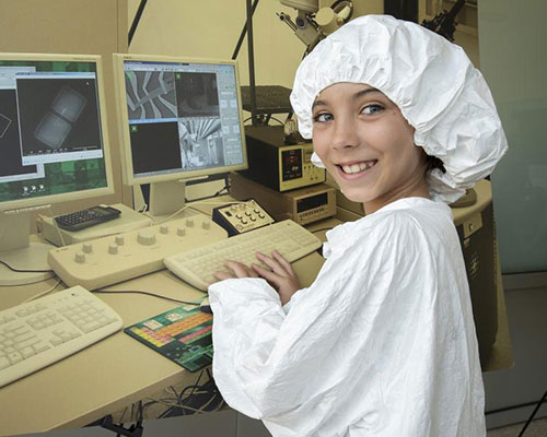 photo of girl in tyvek suit