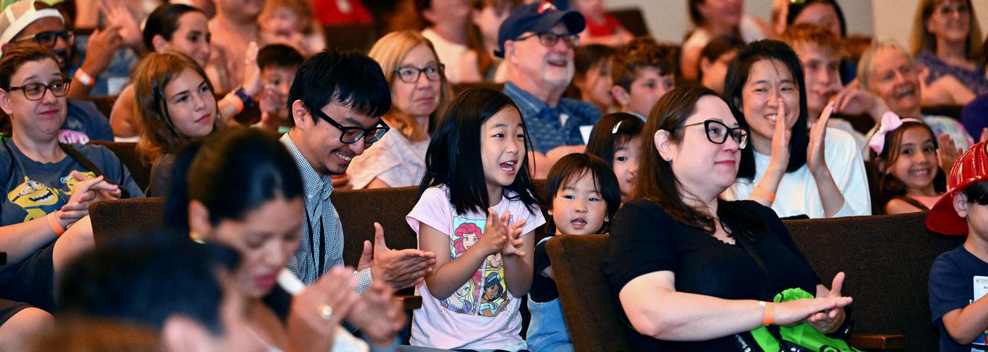 photo of families at Brookhaven Lab's Berkner Hall