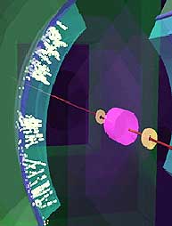 Event display of gold-ion collision in PHENIX detector.