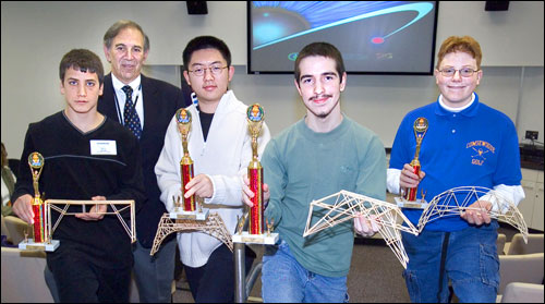 Photo of model bridge contest winners