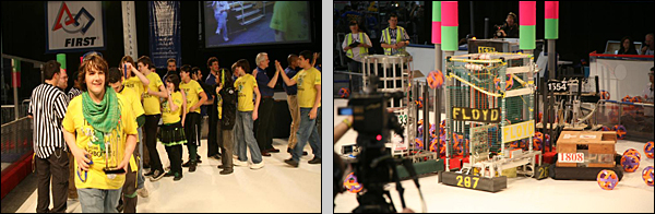 Picture of William Floyd High School's winning Robot Team 287, with mentors