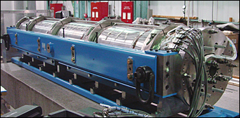 A superconducting niobium tin long quadrupole magnet.