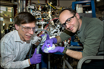 NIST researchers Dan Fischer (left) and Dean DeLongchamp