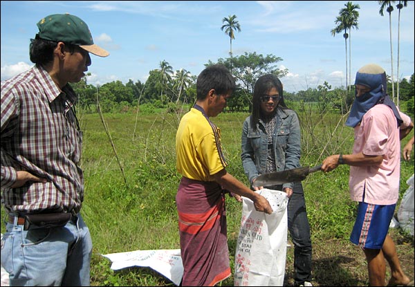Researchers taking soil samples