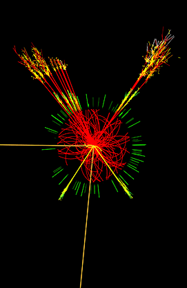 Simulated production of a Higgs event