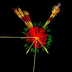 Simulated production of a Higgs event in ATLAS