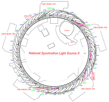 seven beamlines and their hutches