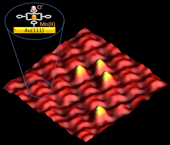 STM image of a monolayer of manganese-porphyrin