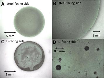 optical images of the non-discharged cathode