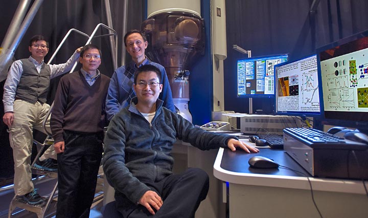 Jing Tao, Lijun Wu, and Yimei Zhu with MIT student Mingda Li