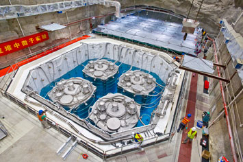 Bird's-eye view of the underground Daya Bay Far Hall