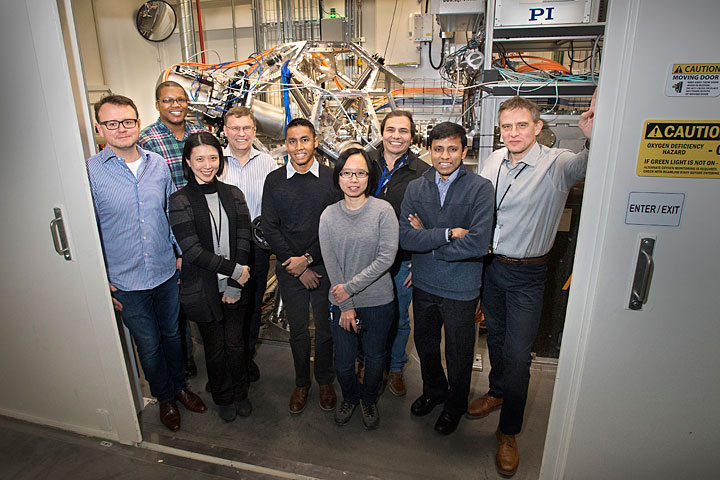 Researchers at the ISS beamline