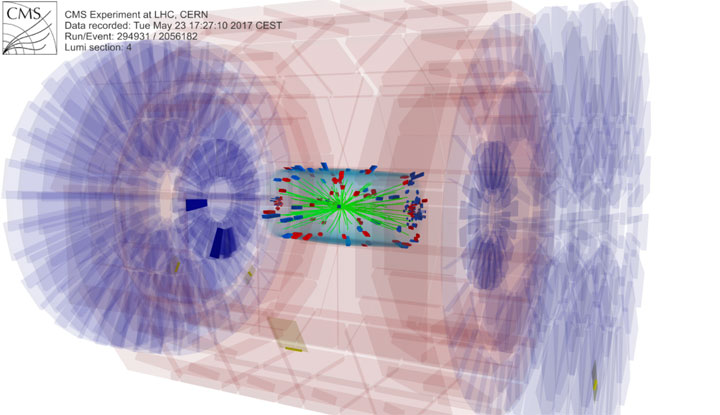 Proton-proton collision from CMS detector on 23 May 2017