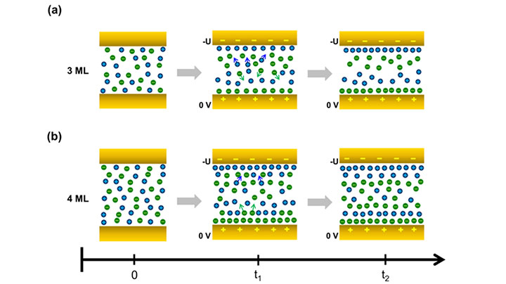 reconfigurations occurring near the gold electrodes