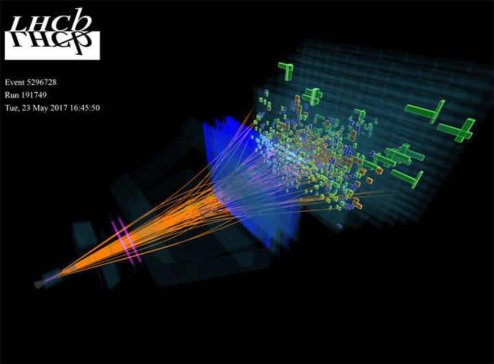 proton–proton collision taken in the LHCb detector on 23 May 2017