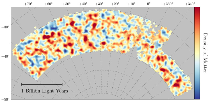 Map of dark matter made from gravitational lensing measurements