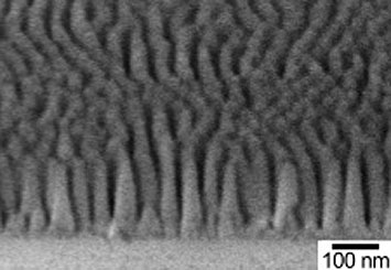 scanning electron microscope showing a glass surface