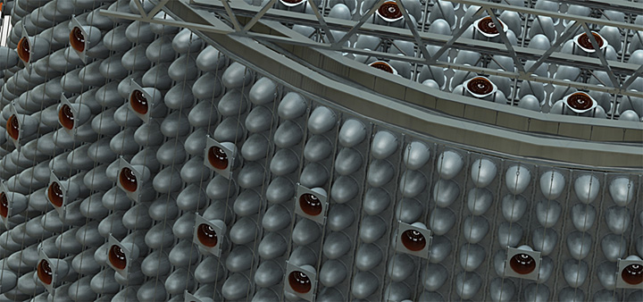 detail of a possible configuration of the photomultiplier tube mounting structure for the WATCHMAN a