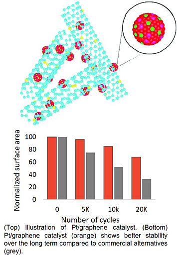 Illustration of Pt/graphene catalyst