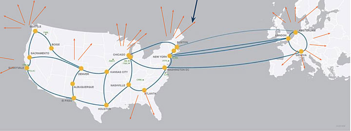 ESnet provides network connections across the world