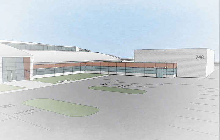 An artist's rendering of the Laboratory of BioMolecular Structure extension building