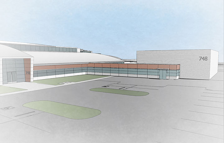An artist's rendering of the Laboratory of BioMolecular Structure extension building