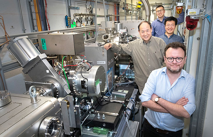 Members of the Brookhaven team are shown at NSLS-II's ISS beamline